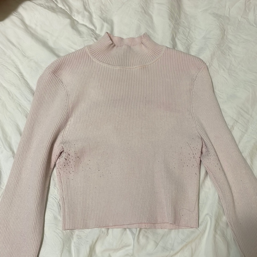 ribbed baby pink mock turtleneck
